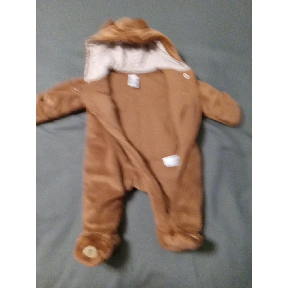 Carter's Baby Just One You Plush Brown Bear Hooded Snuggle Snow Suit 3 Months